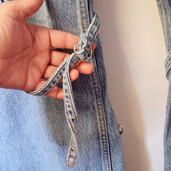 Zara Cotton Blend Belt Loop Wide Leg Cargo Jeans In Light Indigo Wash Size 2 - Picture 7 of 16